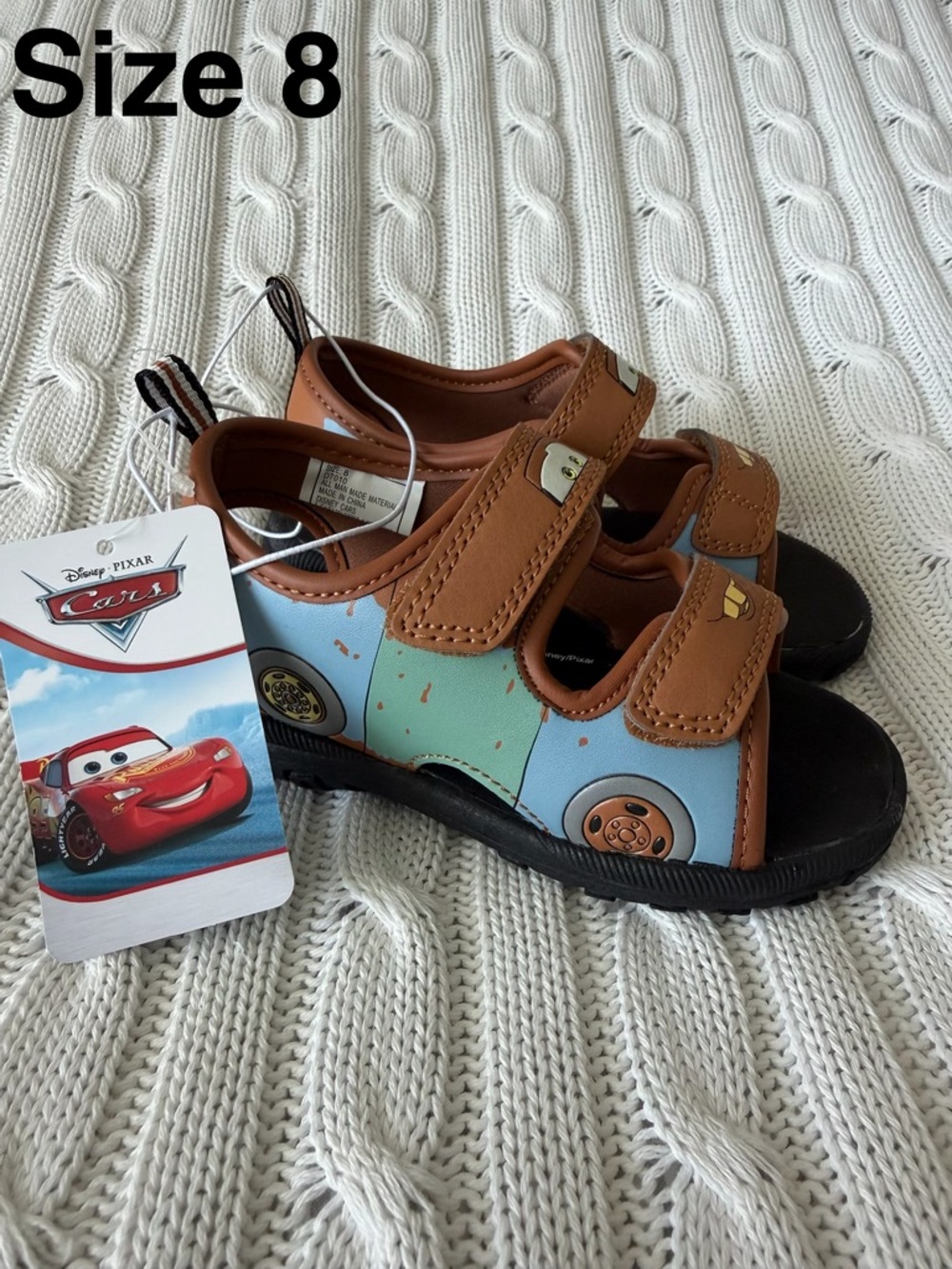 Disney Cars Tow Mater Shoes Size 8 Boys Summer Sandals Toddler NEW